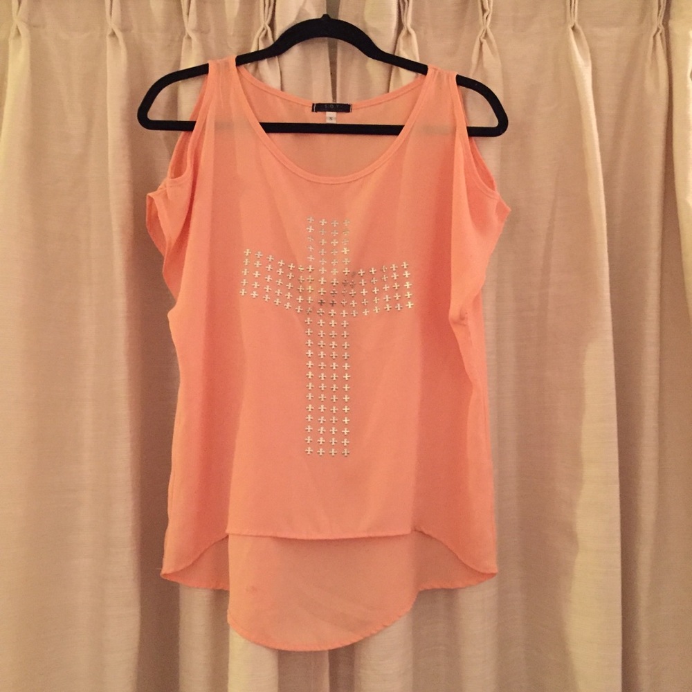 Peach with Studded Cross Cold Shoulder ✨